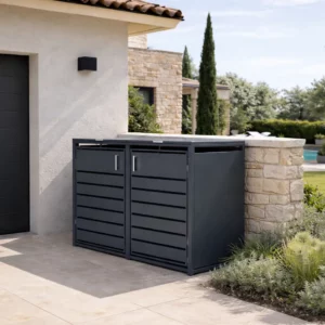 Abris poubelles 2 portes en acier galvanisé 132 cm - MARKUS / OSCAR