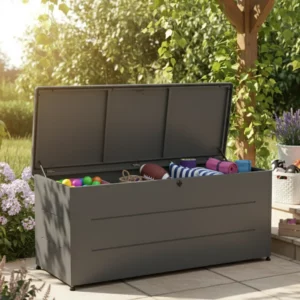 Coffre de rangement avec une capacité de 800L de chez Couleurs du monde en acier galvanisé idéal pour ranger toutes vos affaires