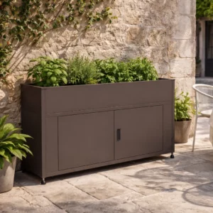Armoire jardinière en acier galvanisé 160 cm - TESSA - Marron