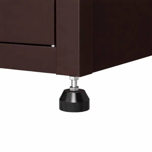 Détail pied réglable de l’armoire jardinière Tessa 100 cm marron en acier galvanisé