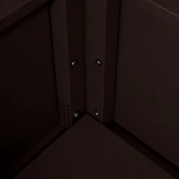 Détail intérieur avec renforts structurels de l’armoire jardinière Tessa 100 cm marron