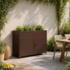 Armoire avec jardinière intégrée Tessa 100 cm marron sur terrasse de maison végétalisée