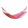 Hamac 1 place en coton rayé multicolore avec barres en bois, toile suspendue extérieur
